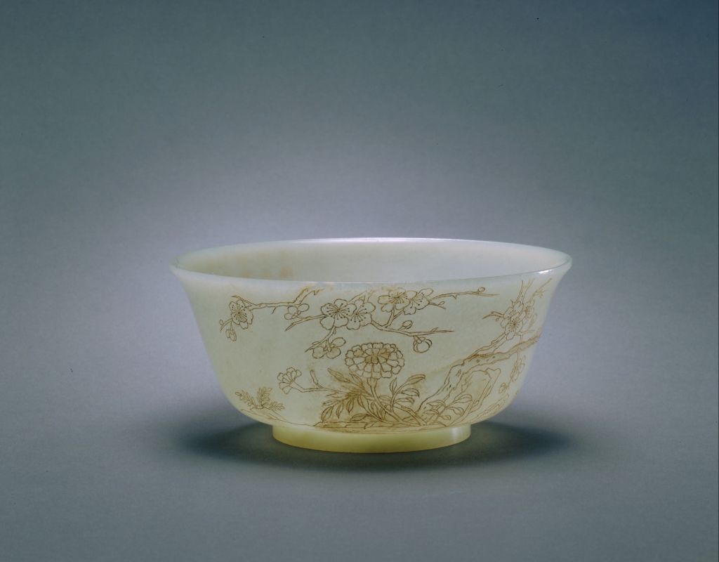图片[1]-Jade painted with gold and inscribed with poems-China Archive